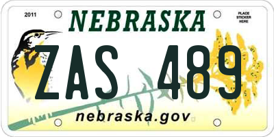NE license plate ZAS489