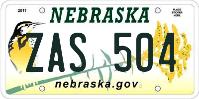 NE license plate ZAS504