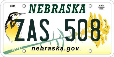 NE license plate ZAS508