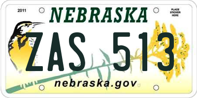 NE license plate ZAS513