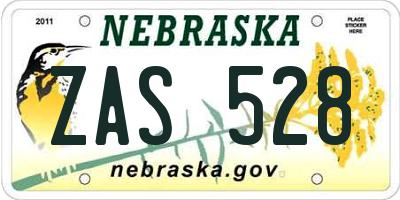 NE license plate ZAS528