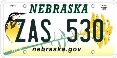 NE license plate ZAS530