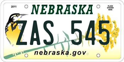 NE license plate ZAS545
