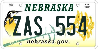 NE license plate ZAS554