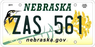 NE license plate ZAS561