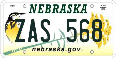 NE license plate ZAS568