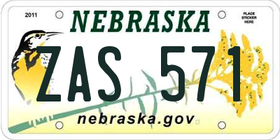 NE license plate ZAS571