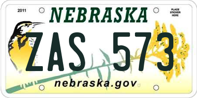 NE license plate ZAS573
