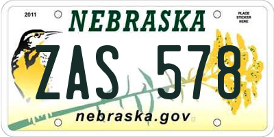 NE license plate ZAS578