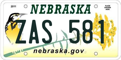 NE license plate ZAS581