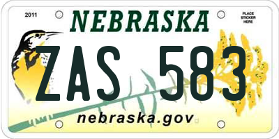 NE license plate ZAS583