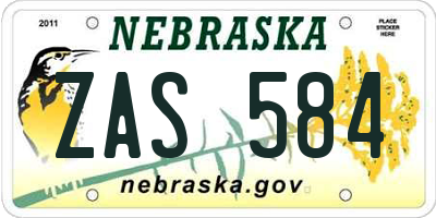 NE license plate ZAS584