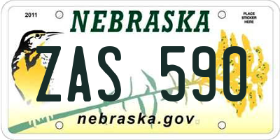 NE license plate ZAS590