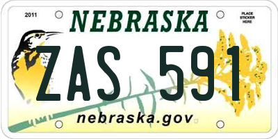 NE license plate ZAS591