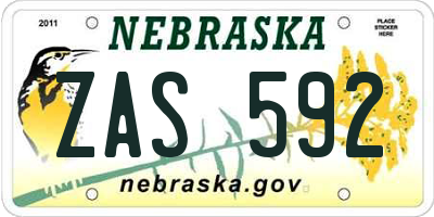 NE license plate ZAS592