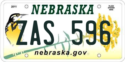 NE license plate ZAS596