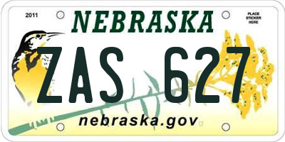 NE license plate ZAS627