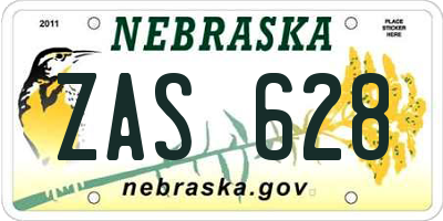 NE license plate ZAS628