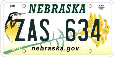 NE license plate ZAS634
