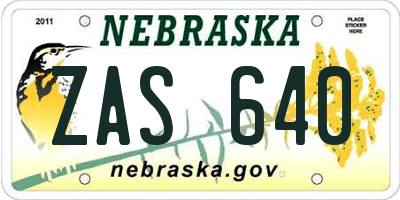NE license plate ZAS640