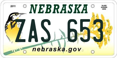NE license plate ZAS653