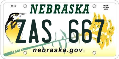 NE license plate ZAS667