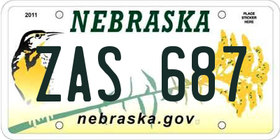 NE license plate ZAS687