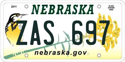 NE license plate ZAS697