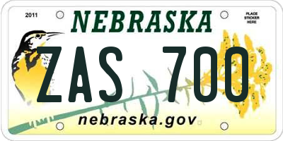 NE license plate ZAS700