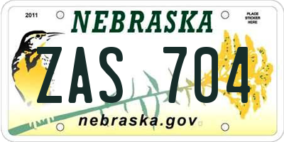 NE license plate ZAS704