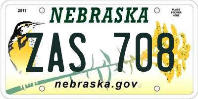 NE license plate ZAS708