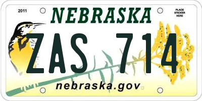 NE license plate ZAS714