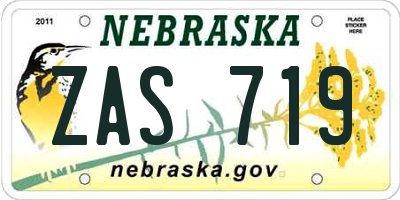 NE license plate ZAS719