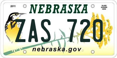 NE license plate ZAS720