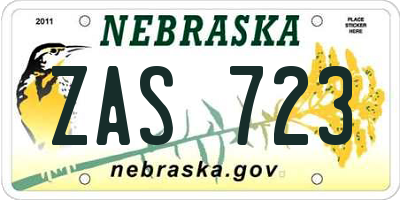 NE license plate ZAS723