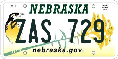 NE license plate ZAS729