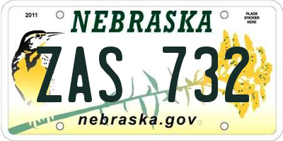 NE license plate ZAS732