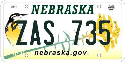 NE license plate ZAS735