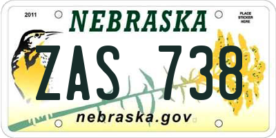 NE license plate ZAS738