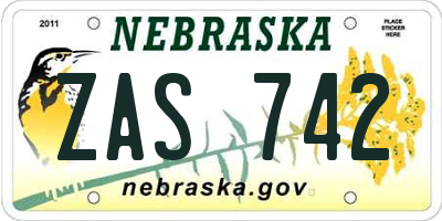 NE license plate ZAS742