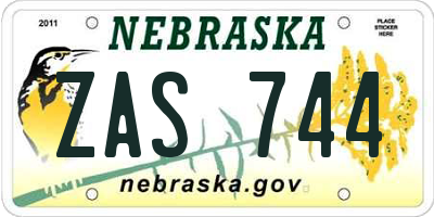 NE license plate ZAS744
