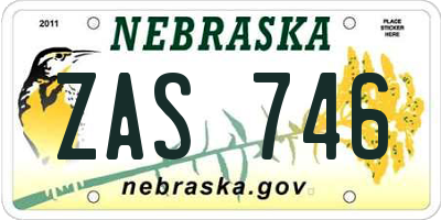 NE license plate ZAS746