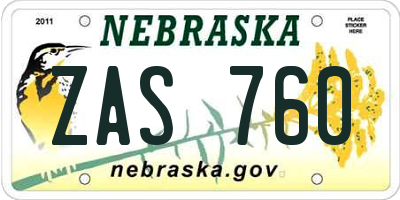 NE license plate ZAS760