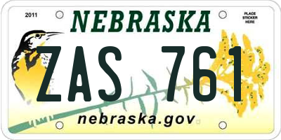NE license plate ZAS761