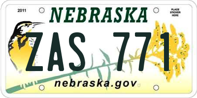 NE license plate ZAS771