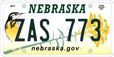 NE license plate ZAS773