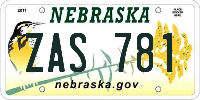 NE license plate ZAS781
