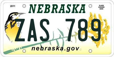 NE license plate ZAS789