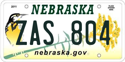 NE license plate ZAS804