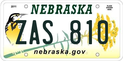 NE license plate ZAS810